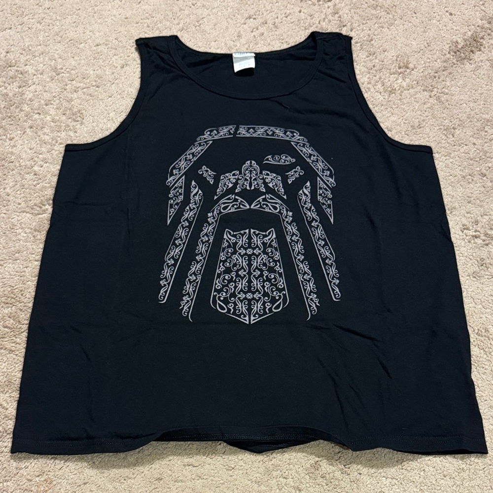 Black Tank Top with Silver Graphic